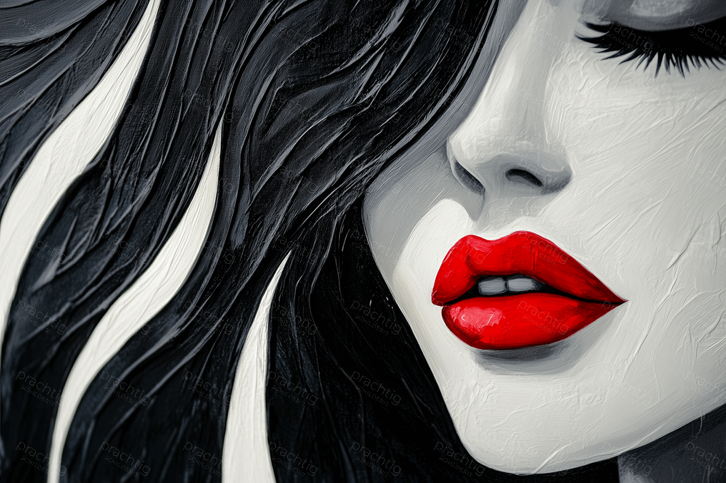 Rode Lippen Op Zwart-Wit Portret