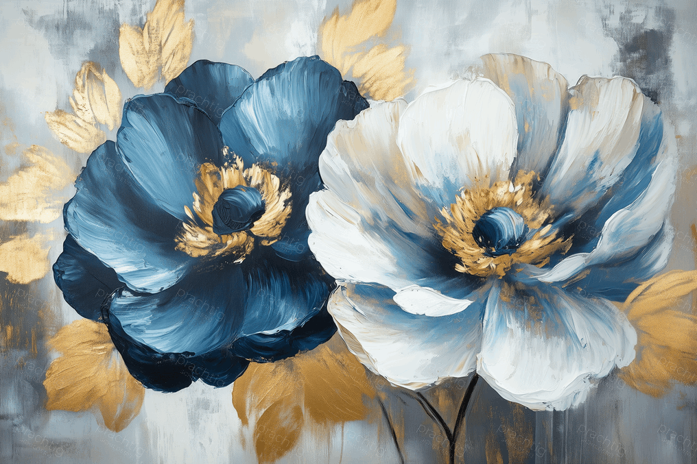 Blauwe en gouden bloemenpracht