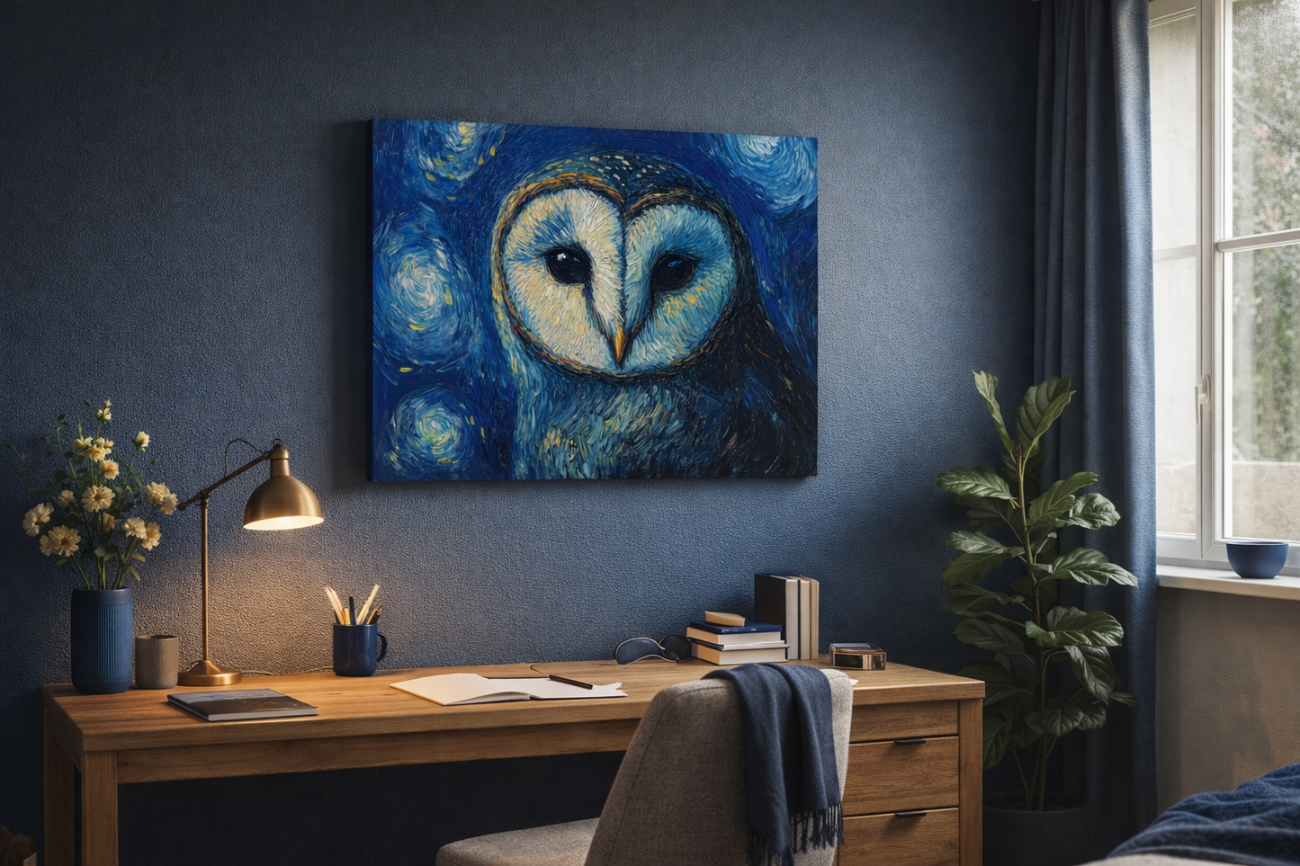 Nachtelijke Uil in Blauw