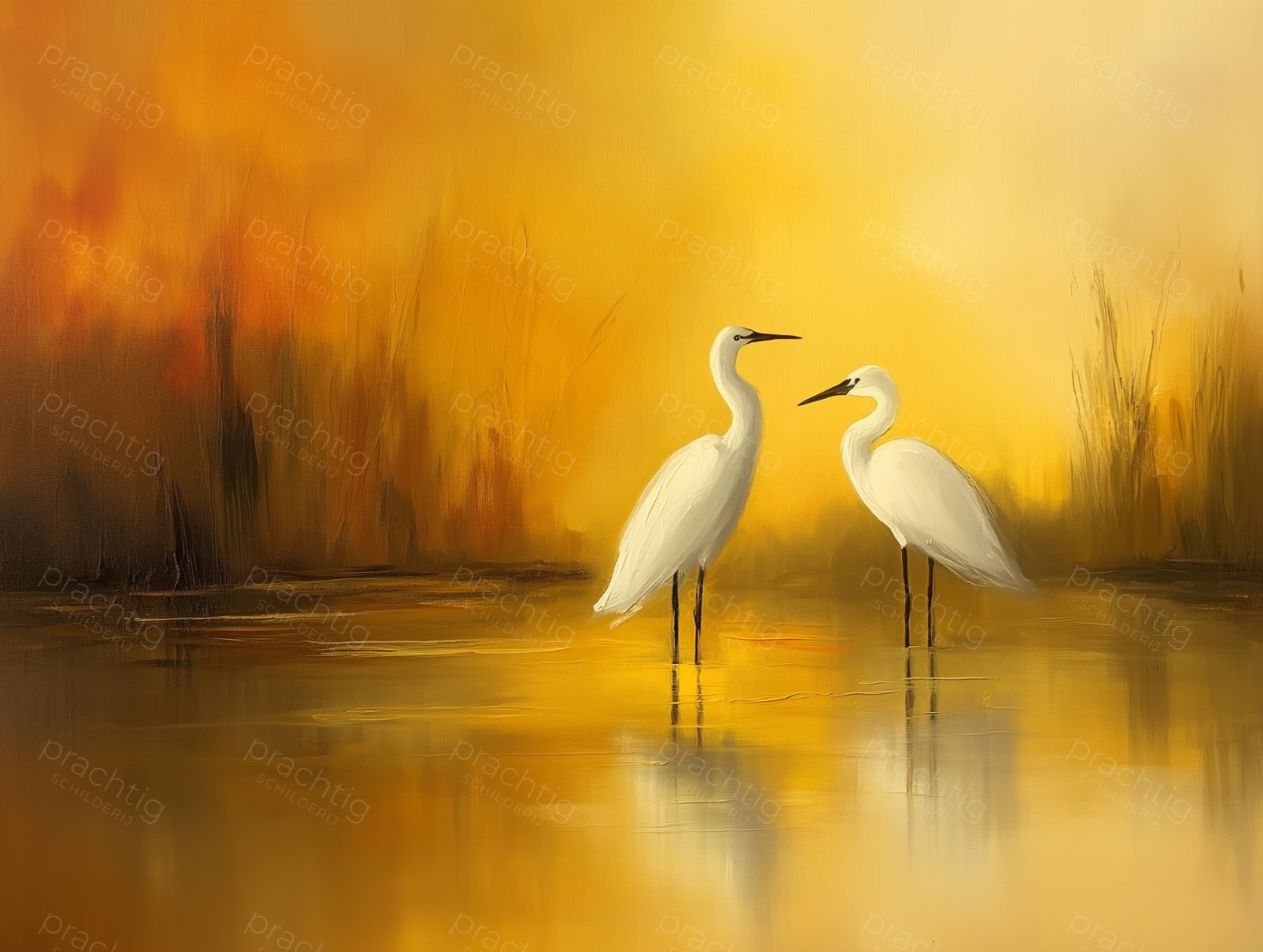 Twee Reigers in de Ochtendzon