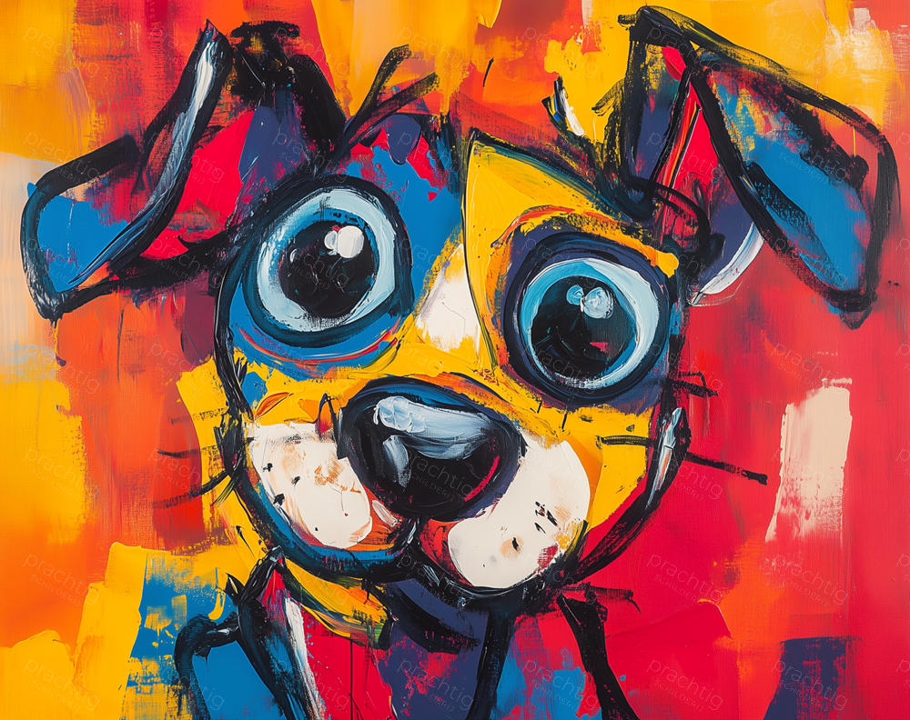 Vrolijke Hond in Felle Kleuren