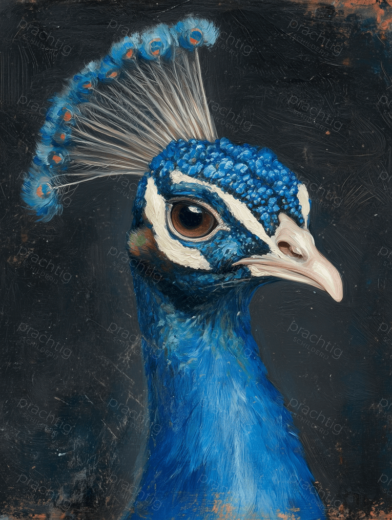 Pauw in levendige blauwtinten