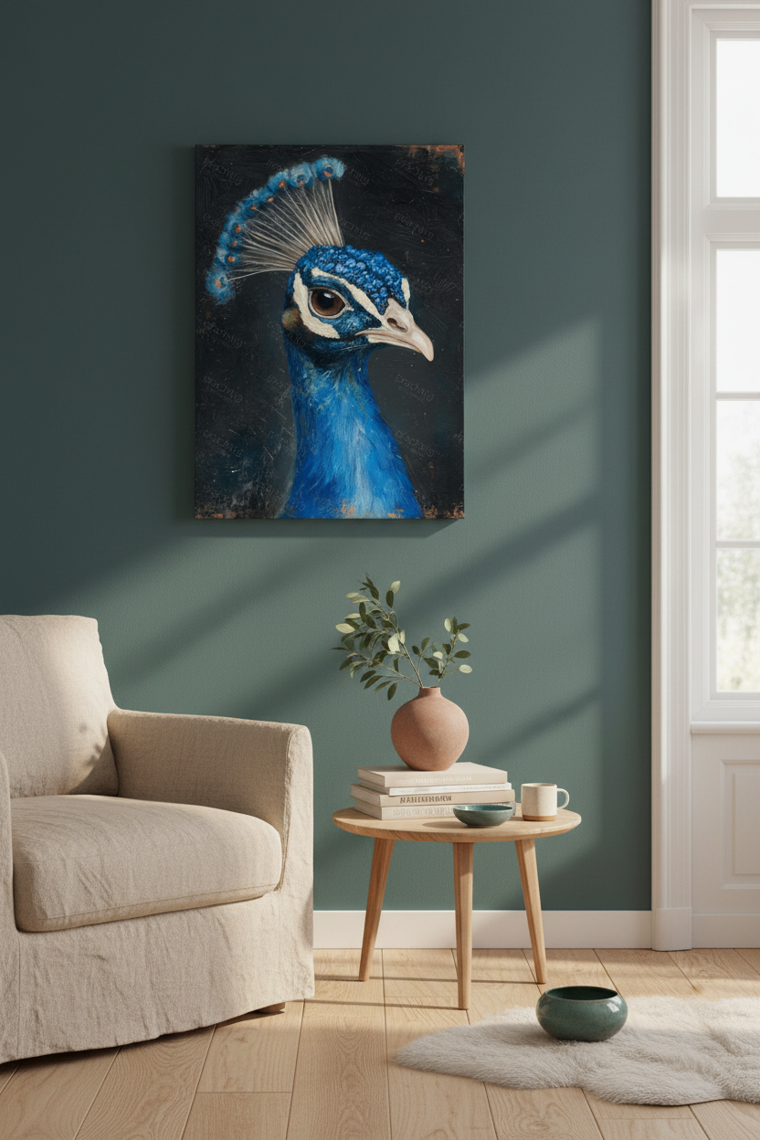 Pauw in levendige blauwtinten