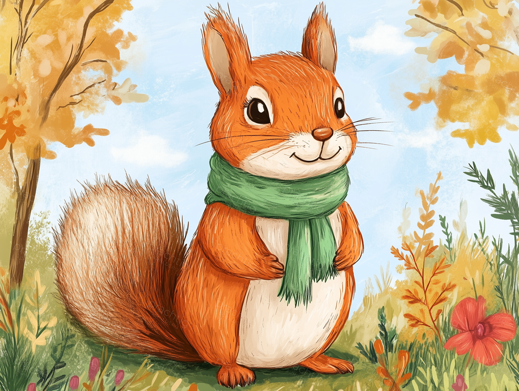 Vrolijke Eekhoorn in Herfstbos