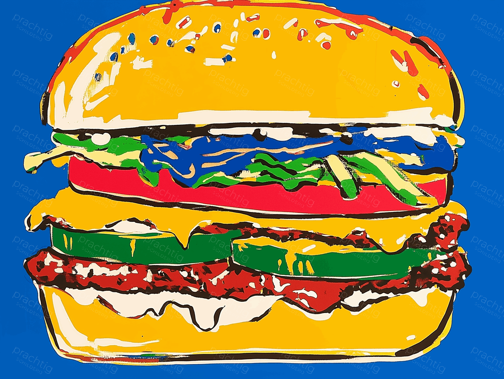Popart Burger op Blauw