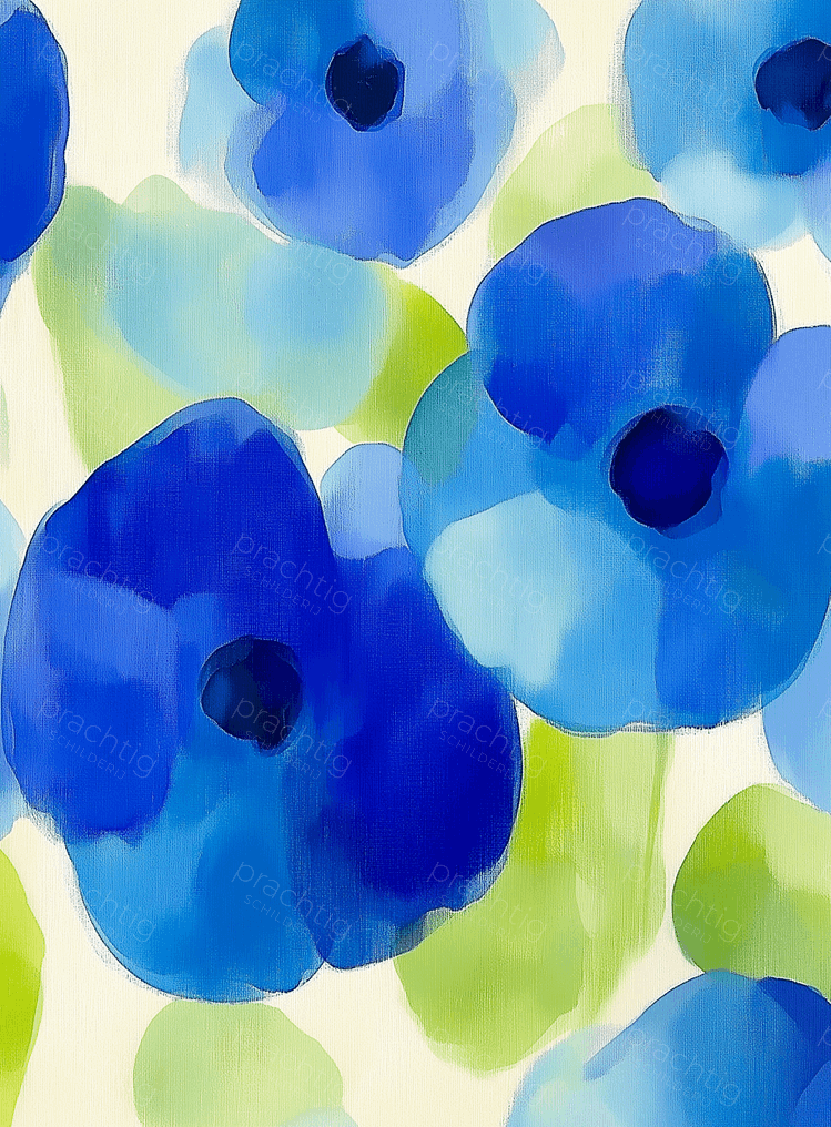 Blauwe Bloemenpracht op Witte Achtergrond