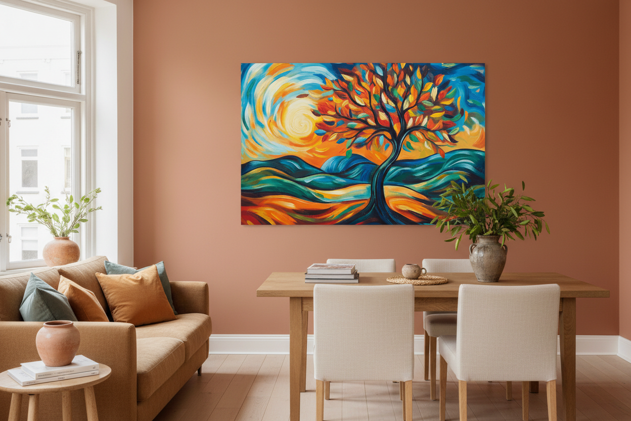 Vrolijke Herfstboom in Felle Kleuren