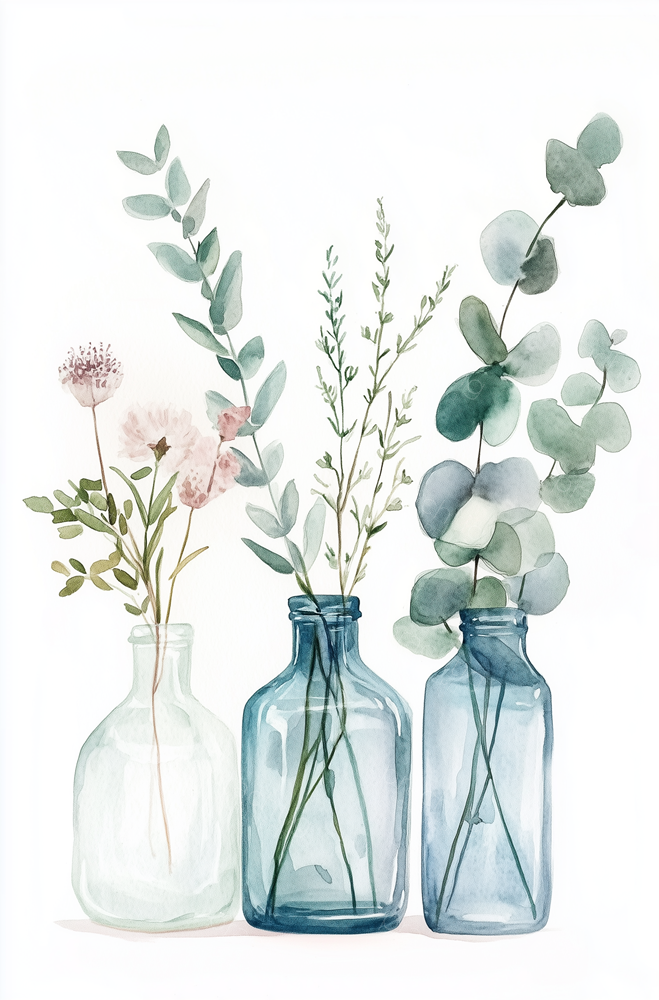Glazen Vazen met Eucalyptus