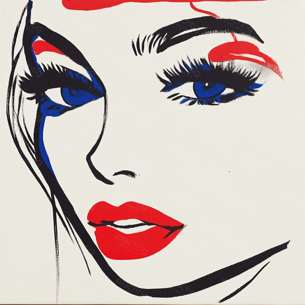 Krachtige Blik in Rood en Blauw