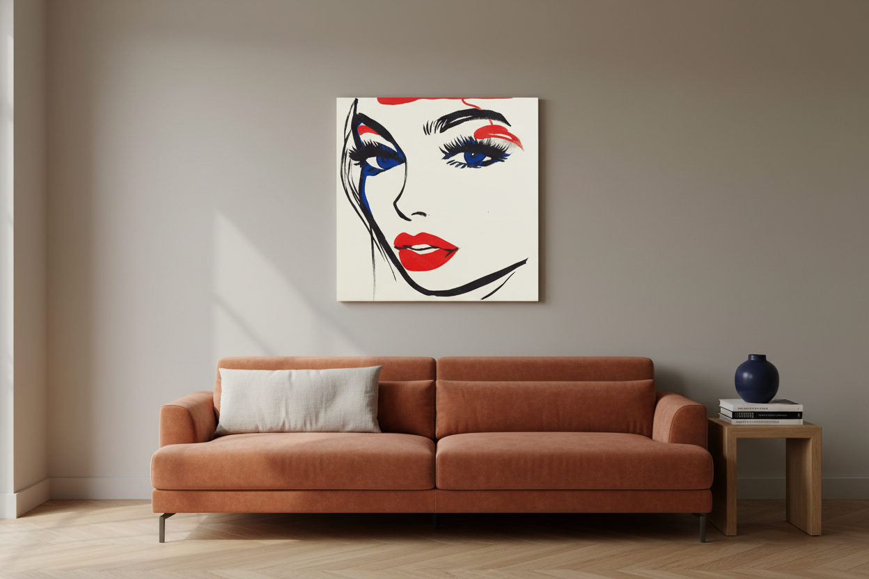 Krachtige Blik in Rood en Blauw