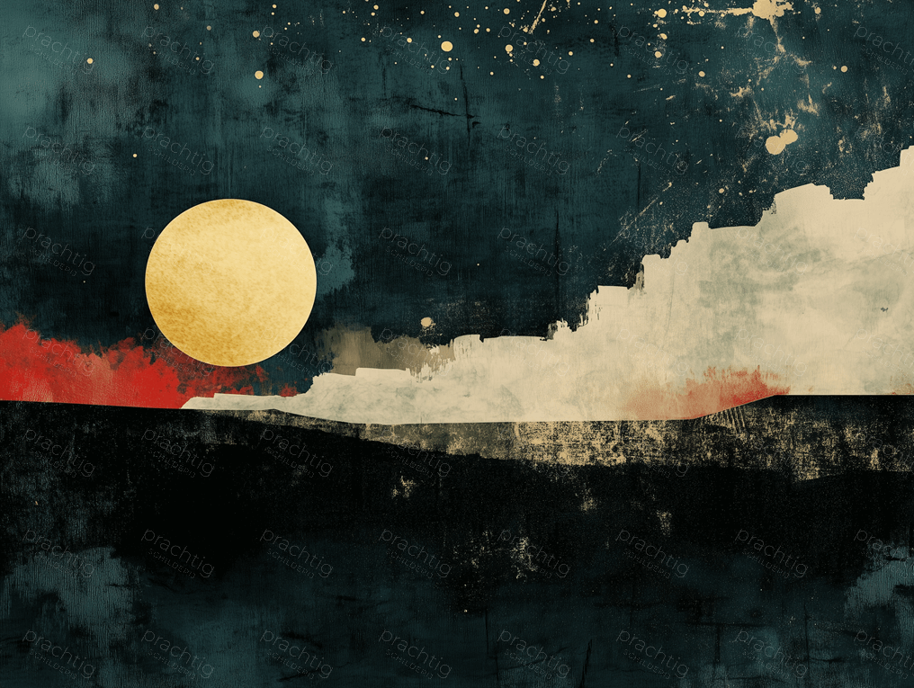 Gouden Maan boven Rode Horizon