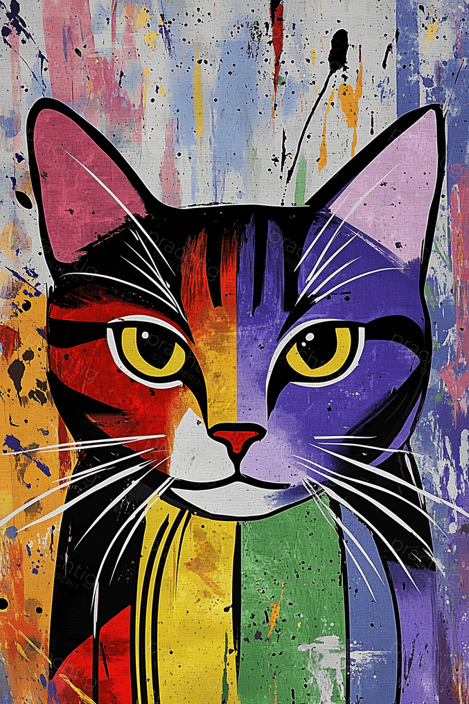 Kleurrijke kat in popart stijl