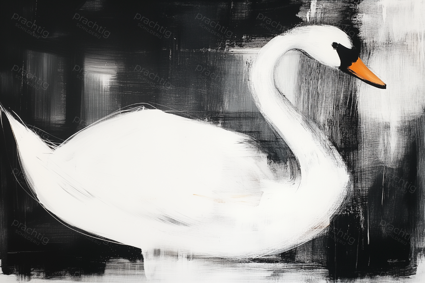 Elegante Witte Zwaan op Donkere Achtergrond