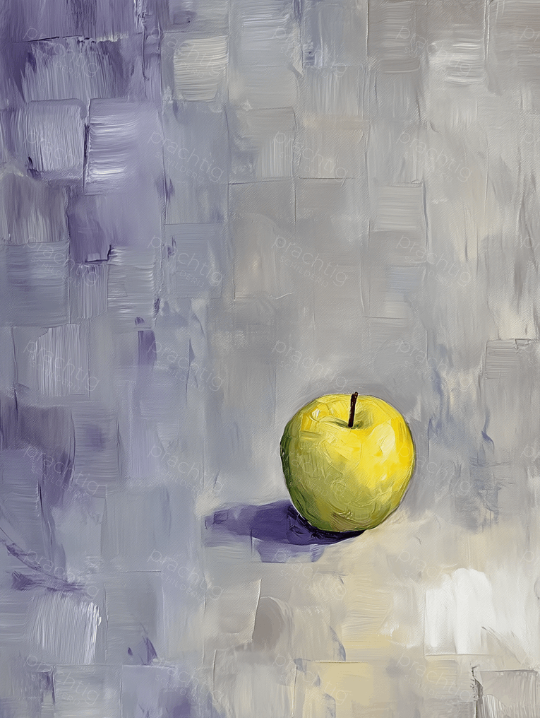 Gele appel op paarse achtergrond