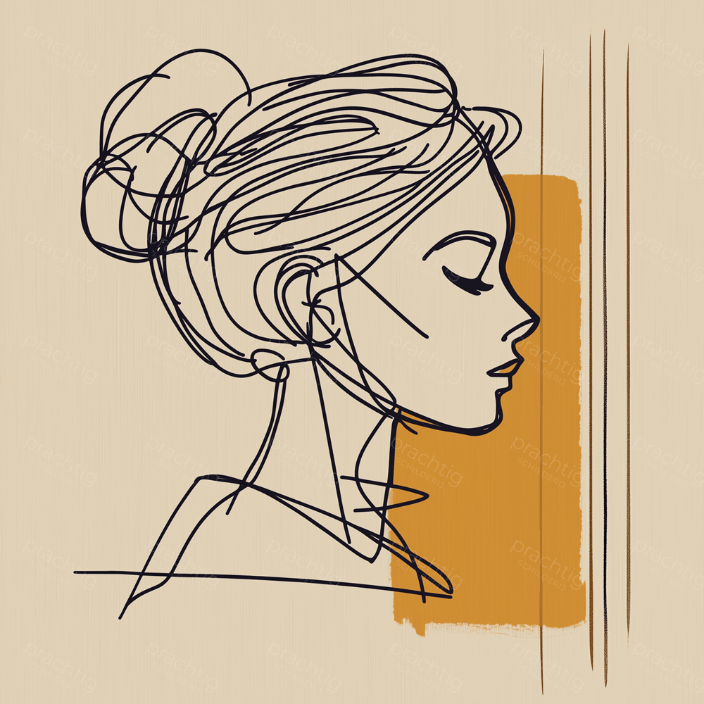 Dromerige Vrouw in Lijntekening