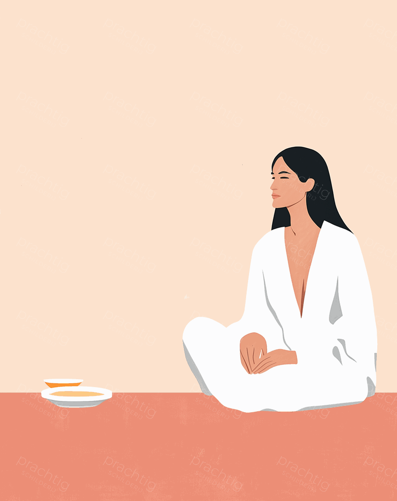 Rustende vrouw in witte kimono