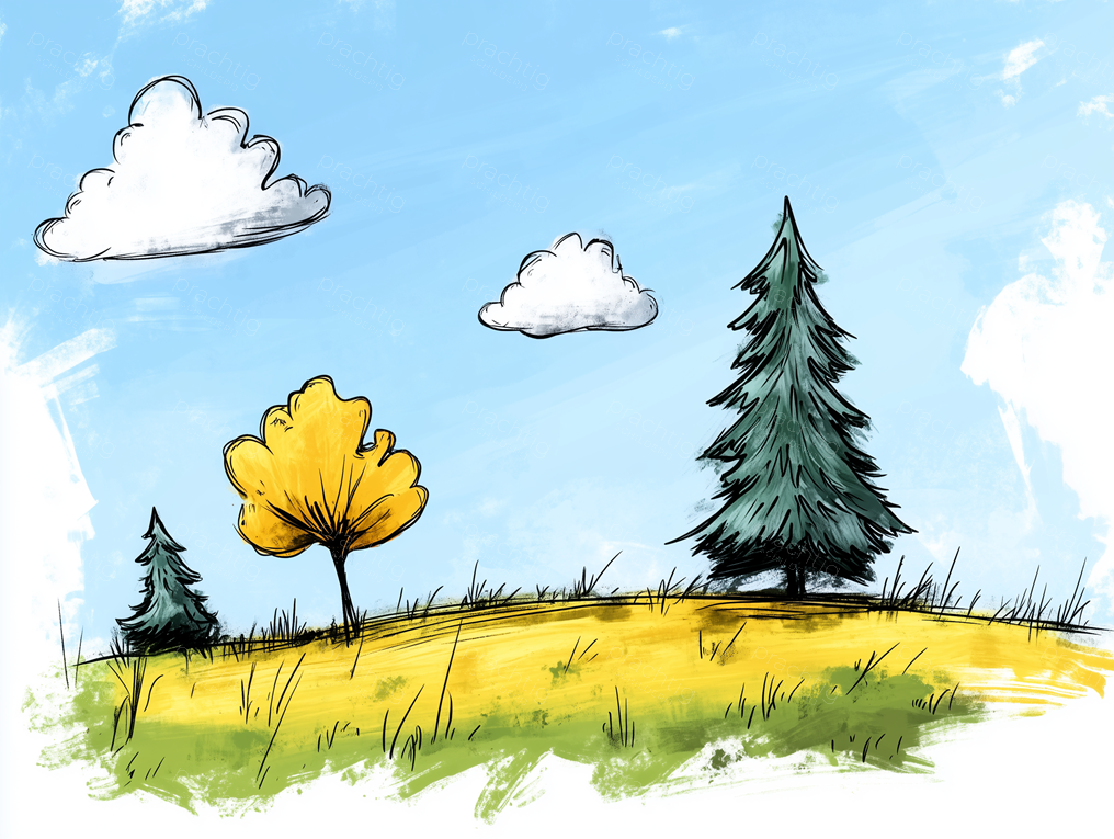 Zomerlandschap met Vrolijke Wolken