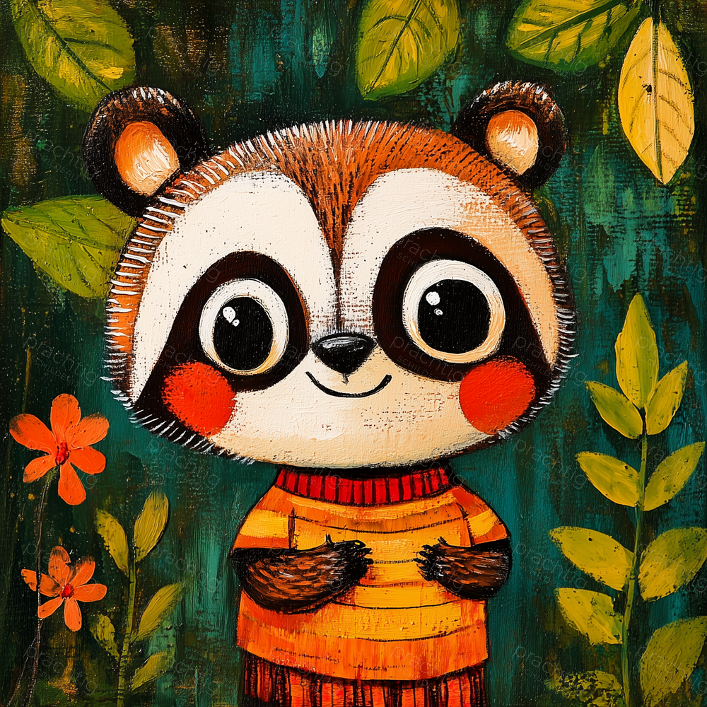 Vrolijke panda in kleurrijk bos