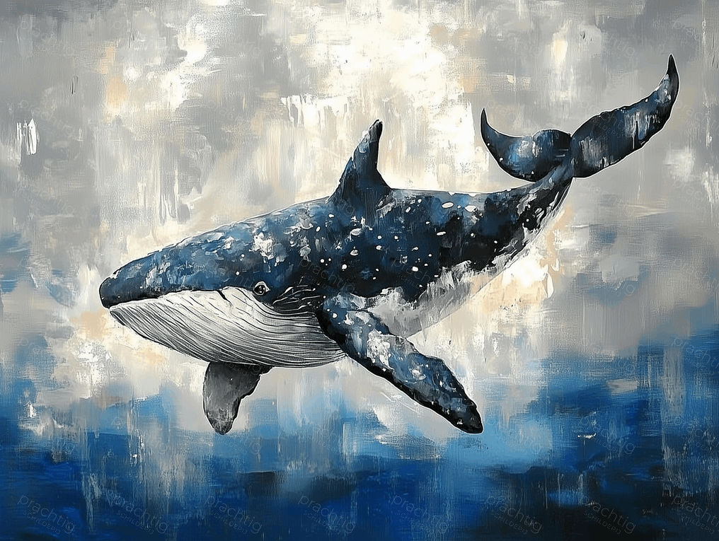 Zwevende Walvis in Blauwe Oceaan