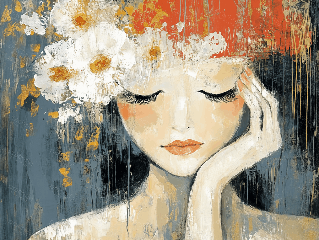 Dromerige Vrouw met Bloemen
