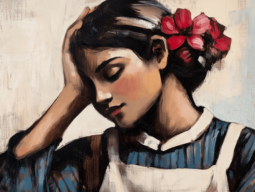 Rustende vrouw met bloemen in haar haar