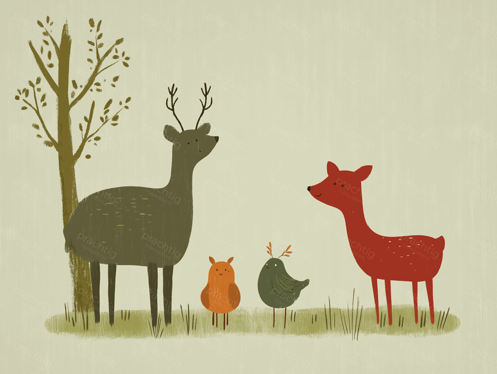 Vrolijke bosdieren in gesprek