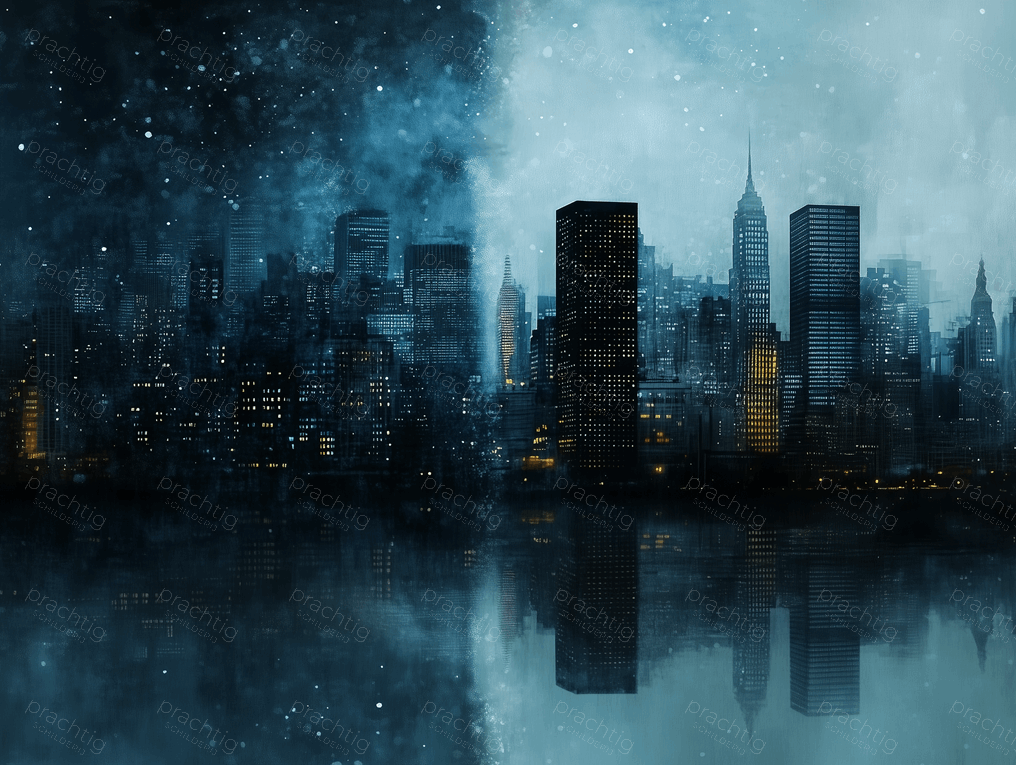 Stad in Blauwe Schemering