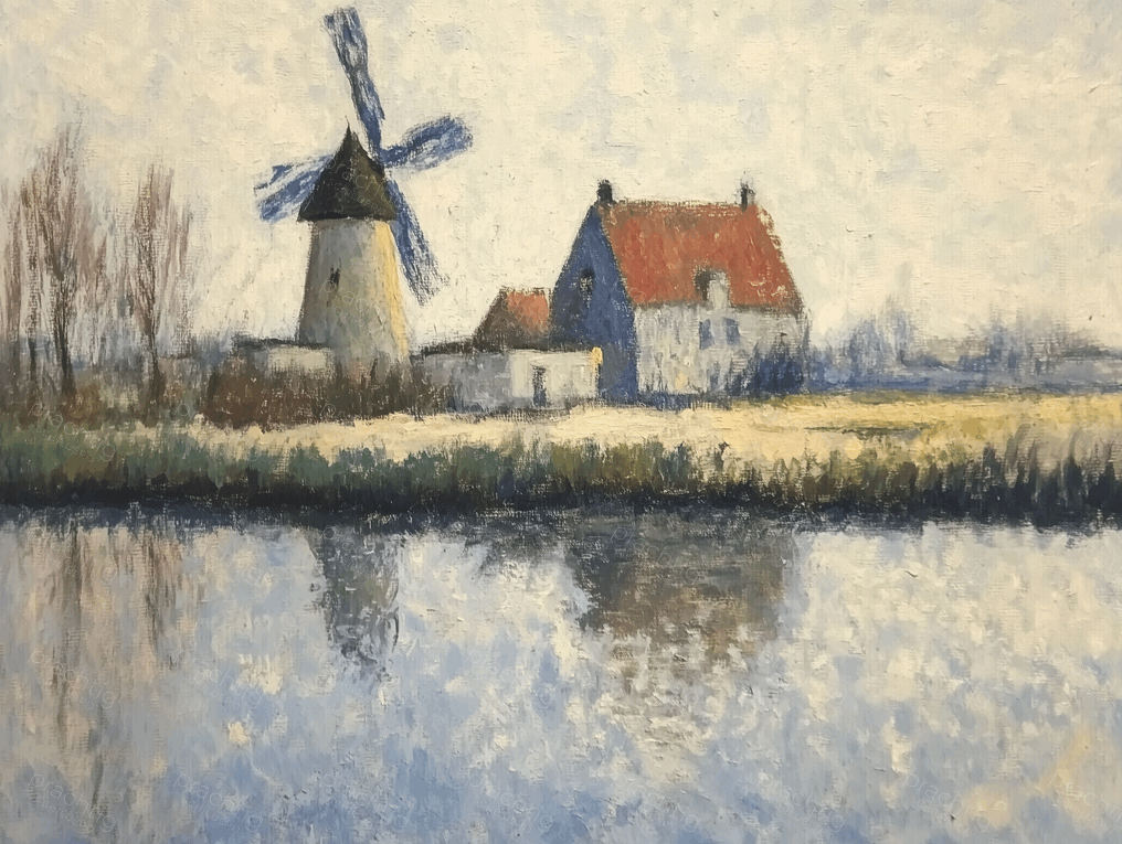 Landelijke molen aan het water