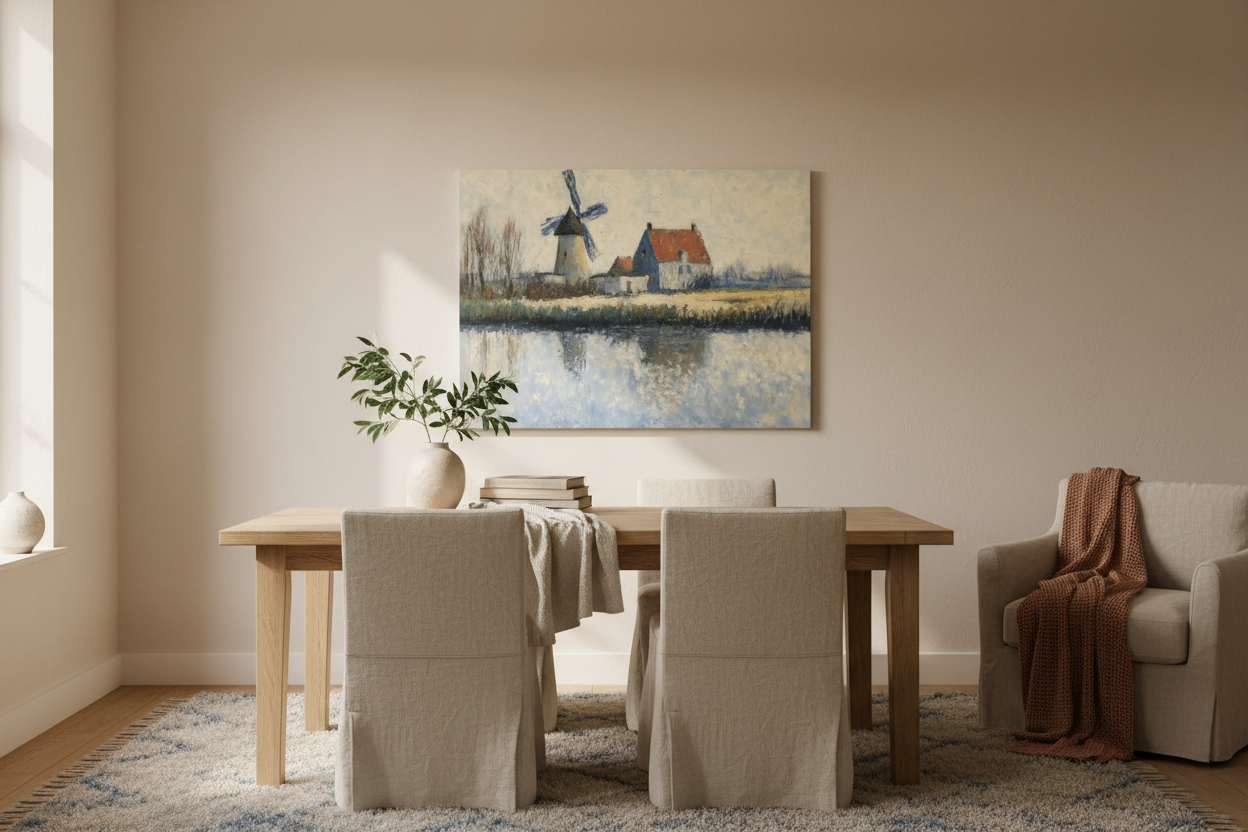 Landelijke molen aan het water