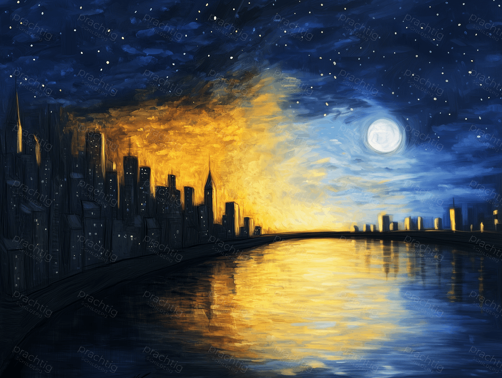 Stad in Nacht en Dag