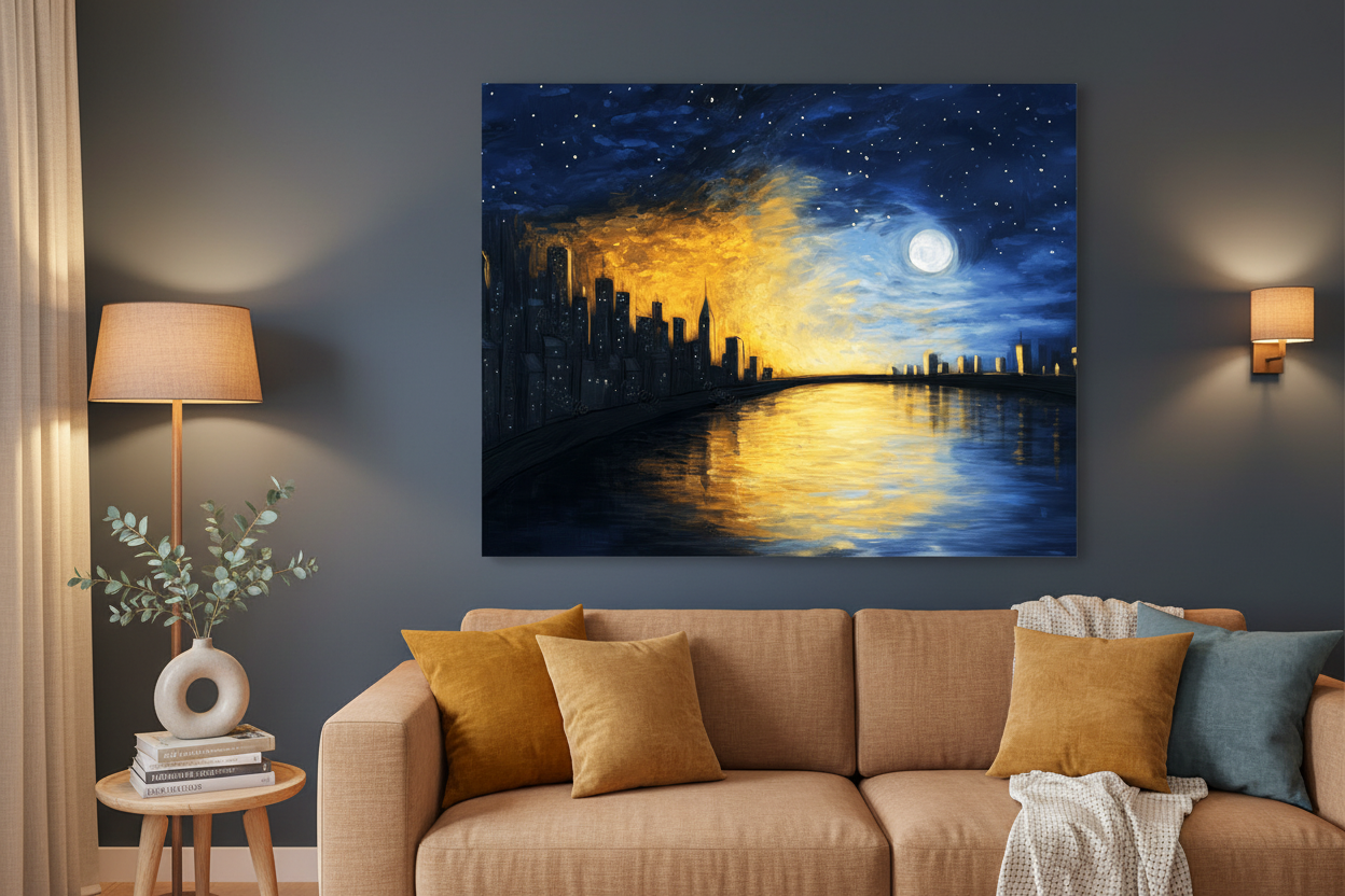 Stad in Nacht en Dag