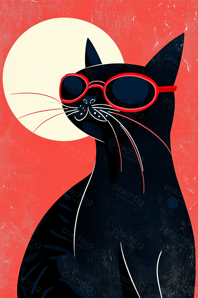 Zwarte kat met zonnebril