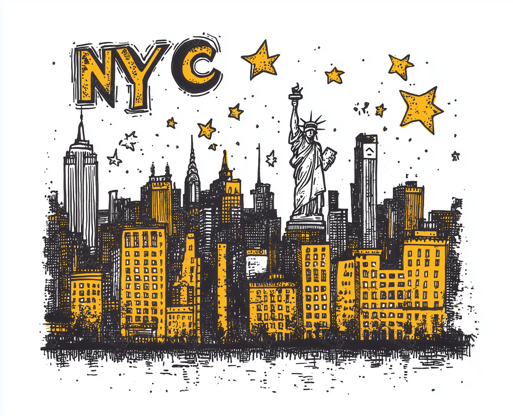 NYC Skyline met Vrijheidsbeeld