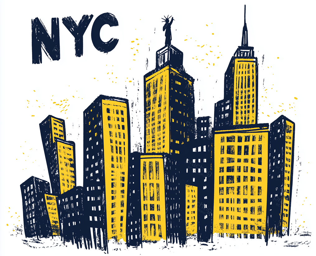 New York Skyline met Gele Accenten