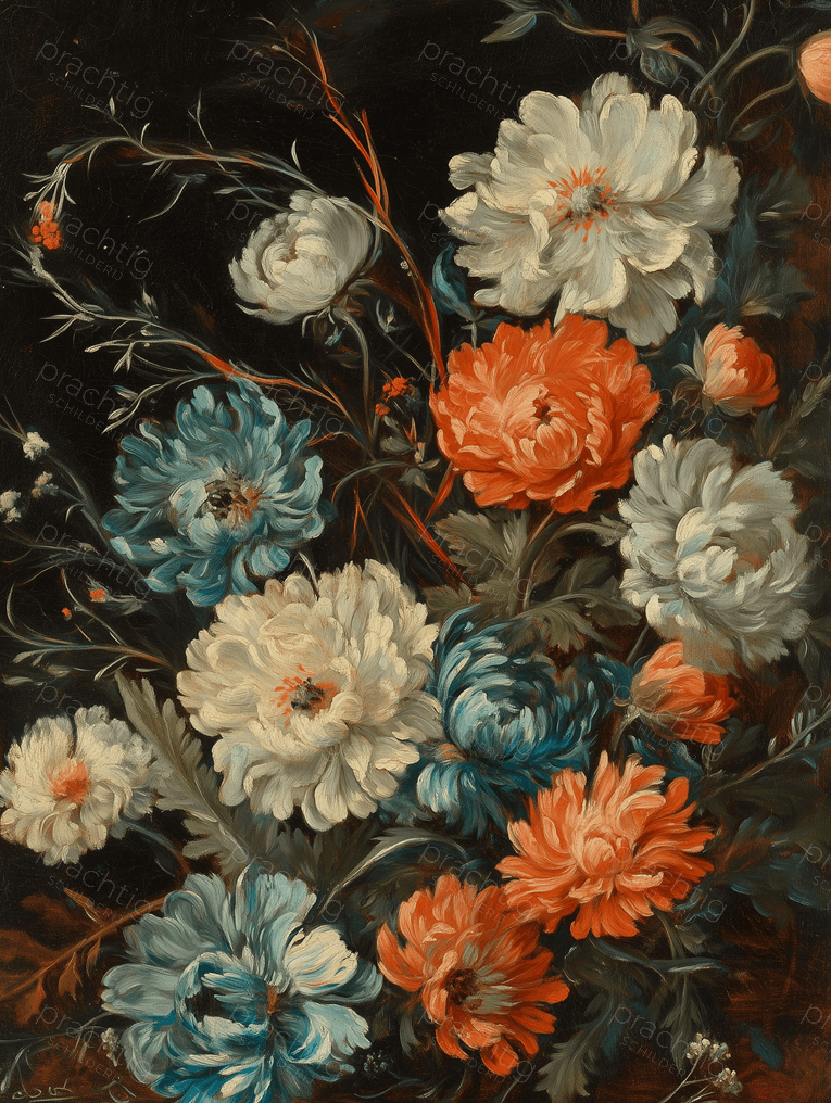 Bloemenpracht op Donkere Achtergrond