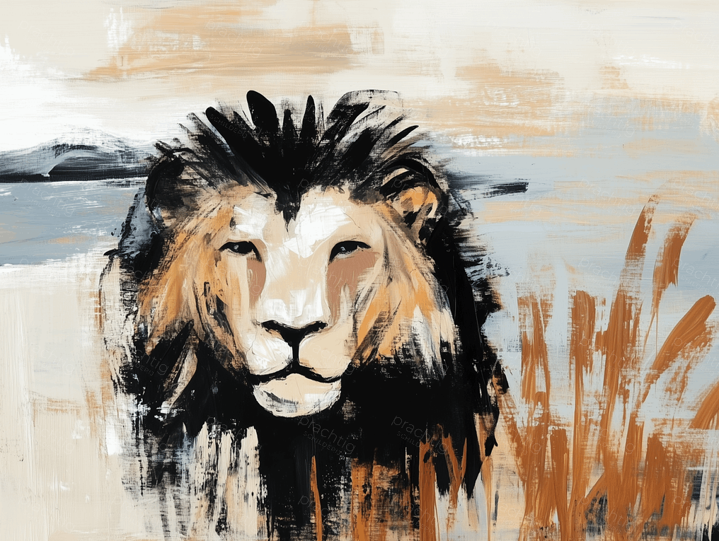 Krachtige Leeuw in Vervaagde Landschap