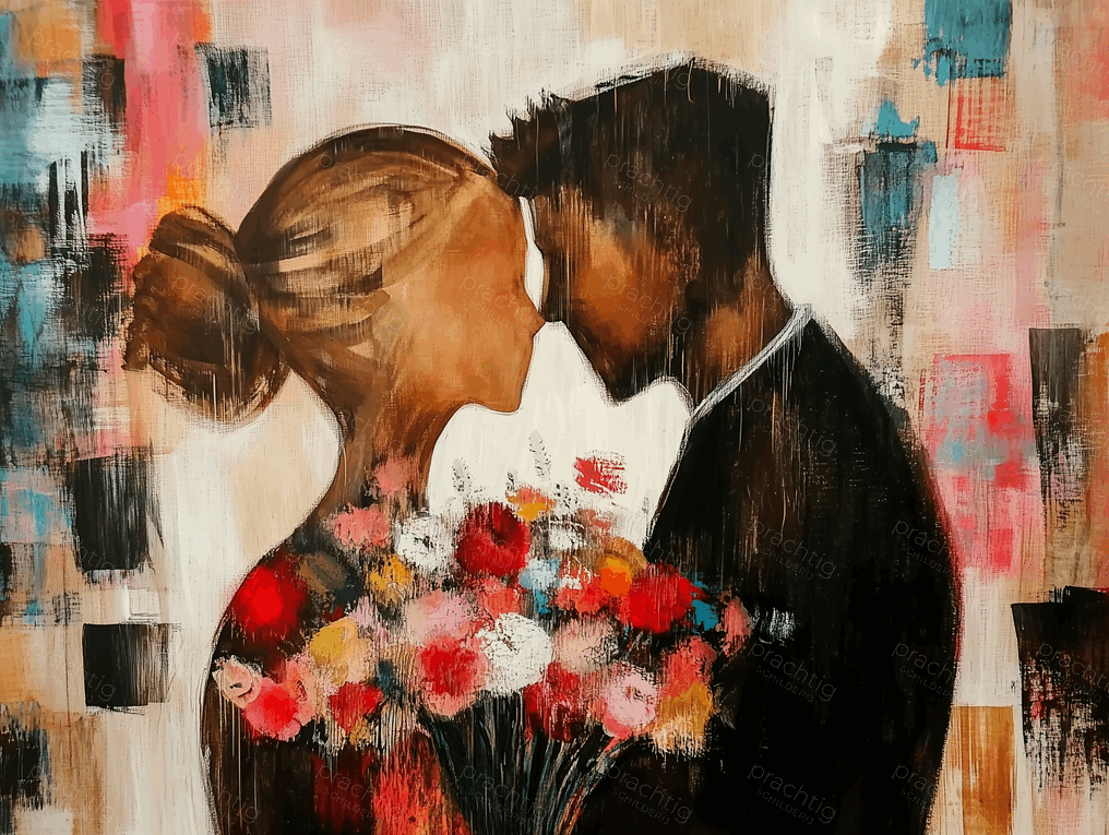 Liefdevolle omhelzing met bloemen