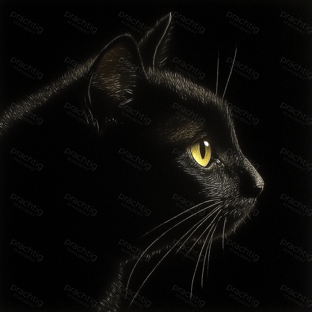 Zwarte kat met intense blik