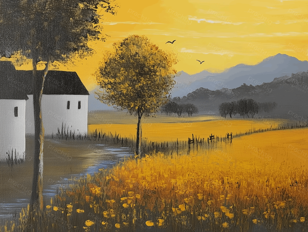 Zonnige velden en stille huizen