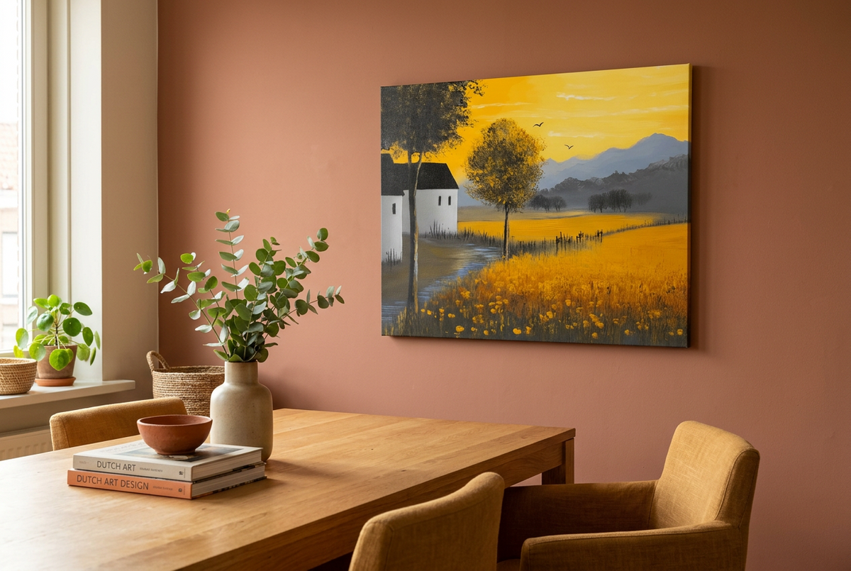 Zonnige velden en stille huizen