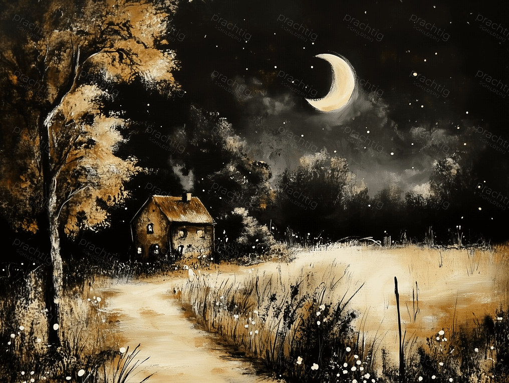 Maanlicht over Plattelandswoning