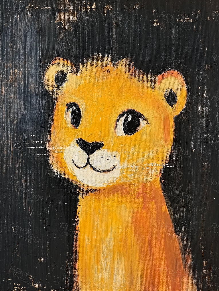 Vrolijke Leeuwenwelp in Donker Licht