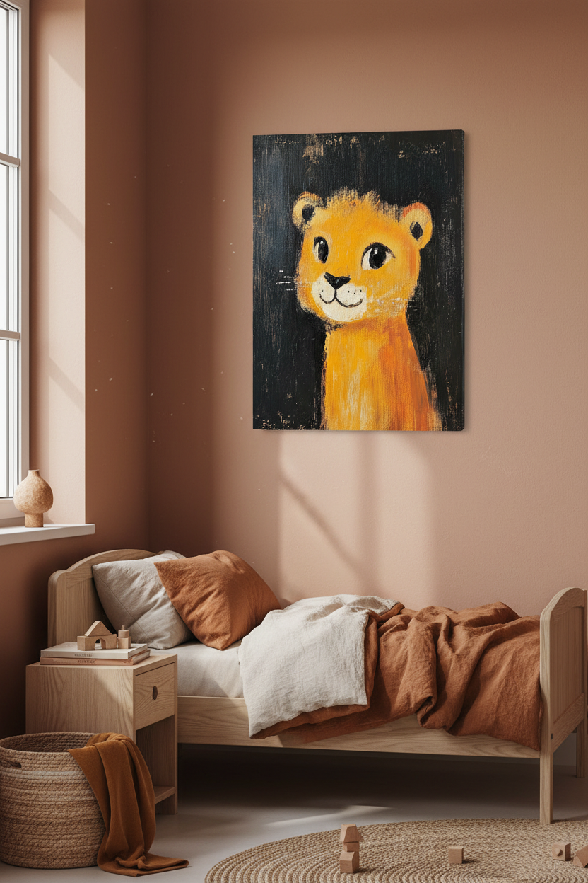 Vrolijke Leeuwenwelp in Donker Licht