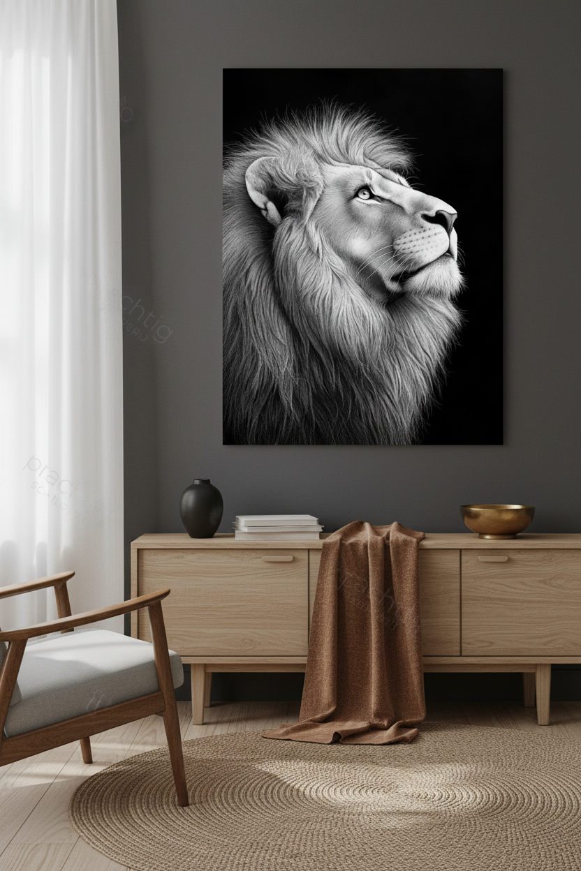 Majestueuze Leeuw in Zwart-Wit