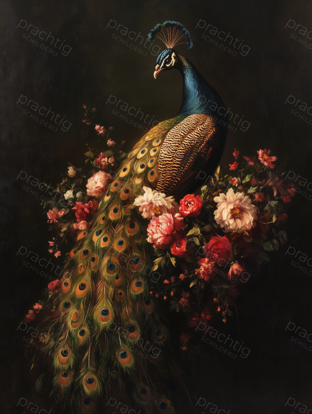 Prachtige Pauw Met Bloemen