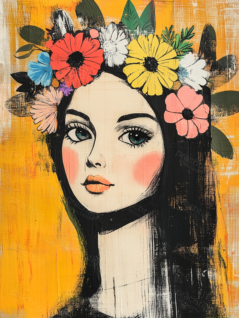 Vrouw met bloemenkroon