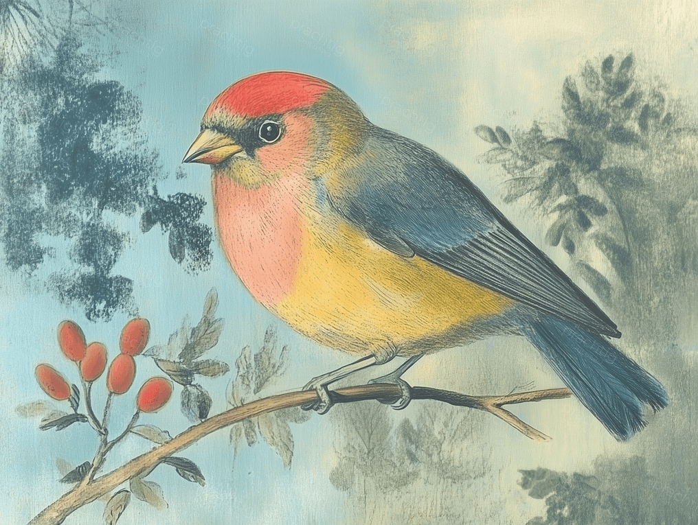 Vrolijke vogel op tak