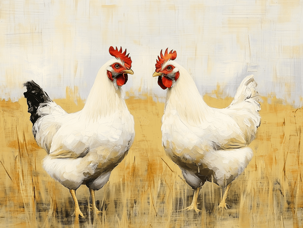 Witte hanen in harmonie