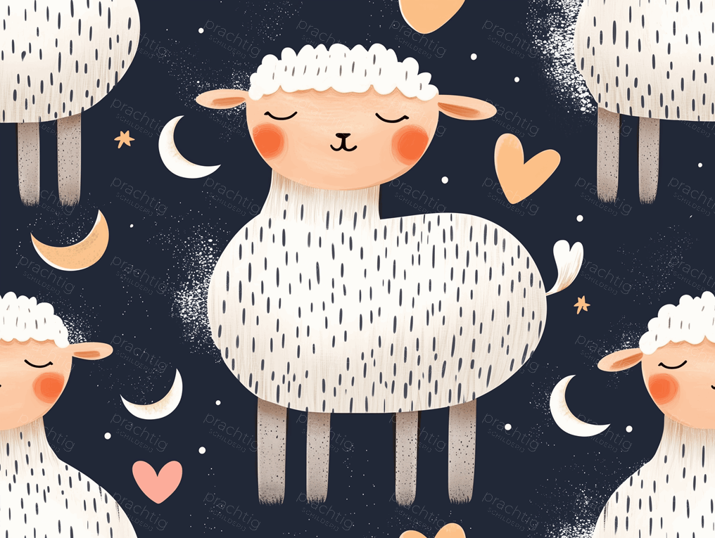 Dromerige Schapen Onder Maanlicht