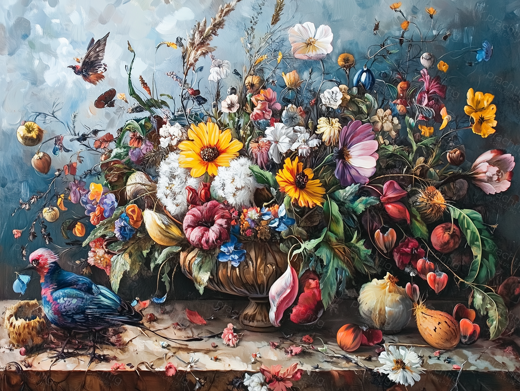 Bloemenpracht met Vliegende Vogels